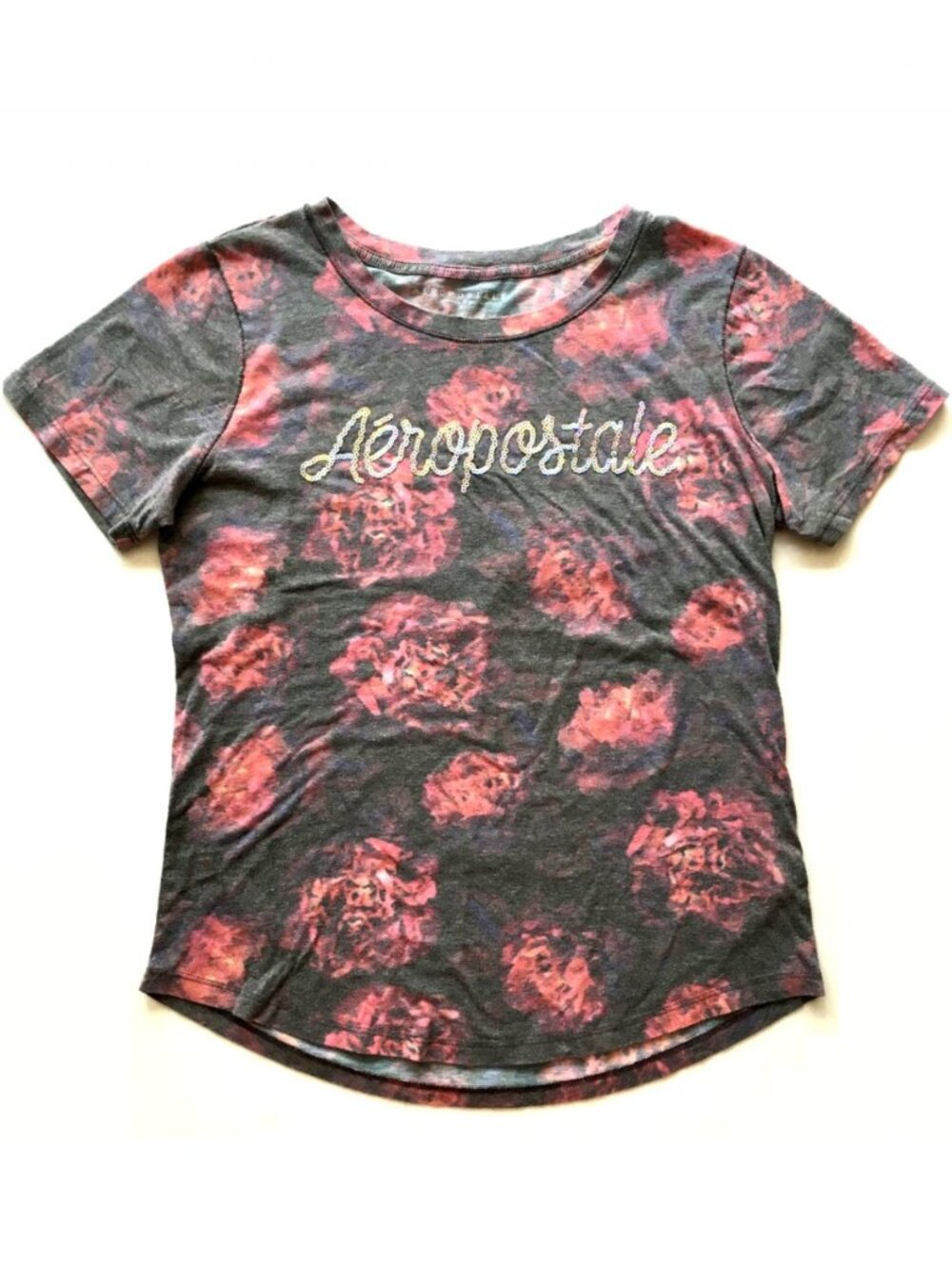Aeropostale Silver Sequin Floral Aeropostale Tee